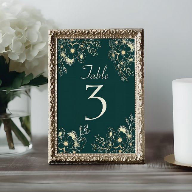 Numeração De Mesa Casamento Floral Esmeralda Dourado (Criador carregado)
