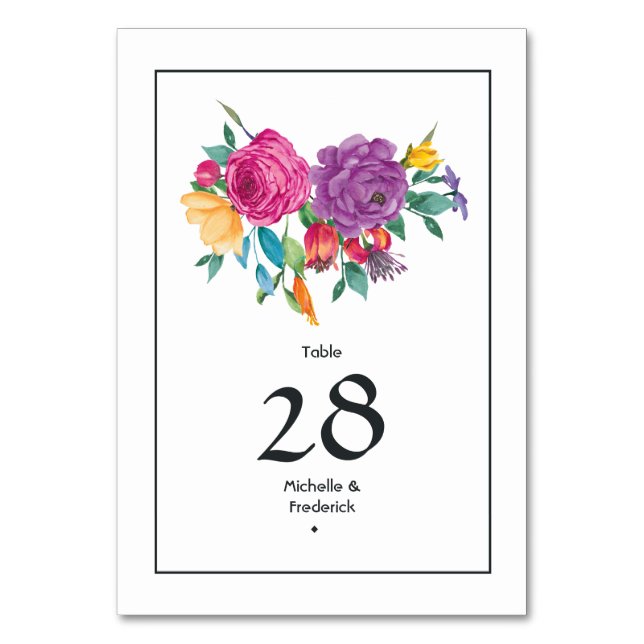 Numeração De Mesa Casamento Floral Fiesta Aquarela (Frente)