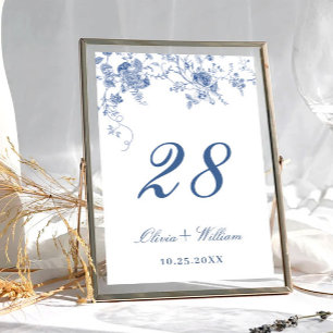 Numeração De Mesa Casamento Floral Francês Azul Vitoriano Elegante