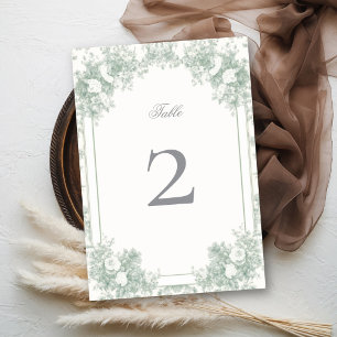 Numeração De Mesa Casamento Floral Francês de Jardim Vintage em Verd