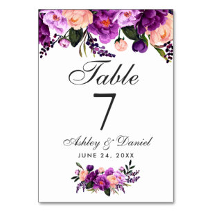 Numeração De Mesa Casamento Floral G de Cor Solar Roxo Ultra Violeta
