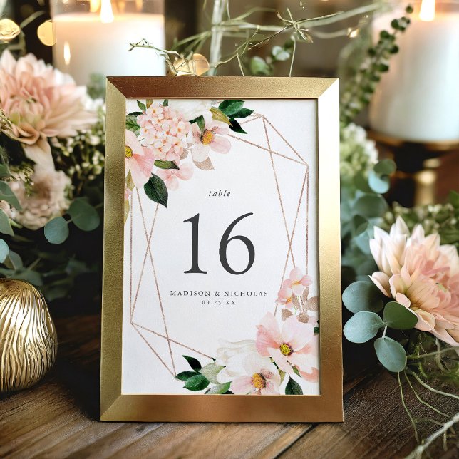 Numeração De Mesa Casamento Floral Geométrico Spring Blush (Criador carregado)