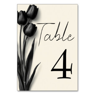 Numeração De Mesa Casamento Floral Gótico de Tulipas Pretas