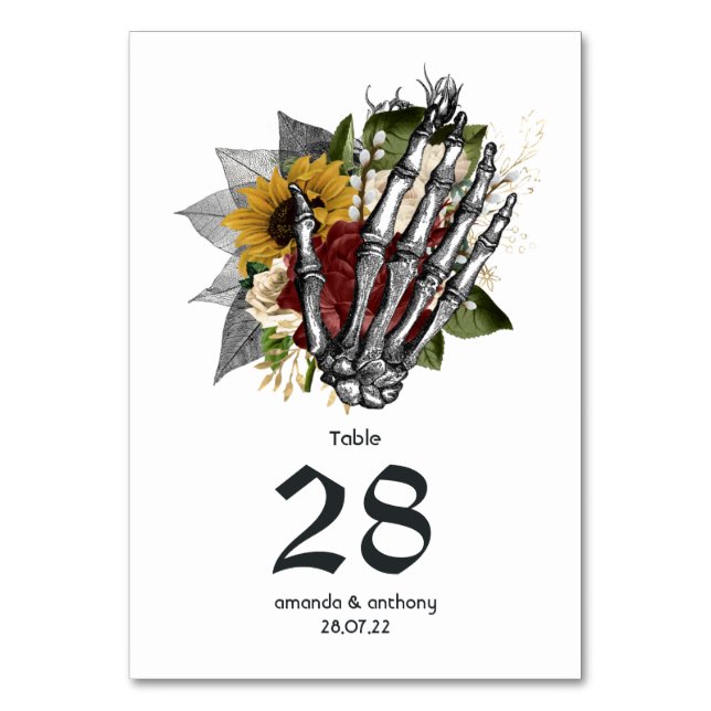 Numeração De Mesa Casamento Floral Gótico Outonal Rústico (Frente)