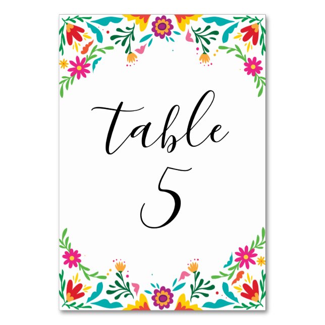 Numeração De Mesa Casamento Floral Inspirado Mexicano Vibrante (Frente)