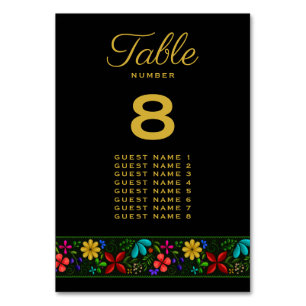 Numeração De Mesa Casamento Floral Latino-Americano Dourado Elegante