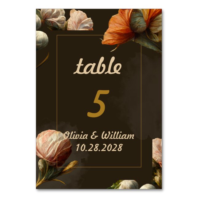 Numeração De Mesa Casamento Floral Luxo Rústico (Frente)