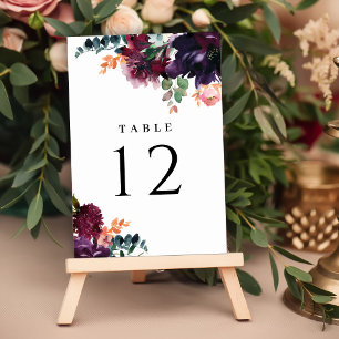 Numeração De Mesa Casamento Floral Luxurioso da Borgonha