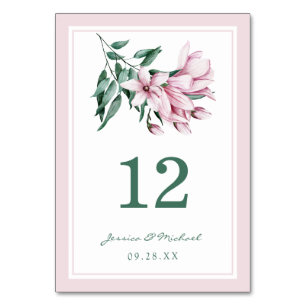 Numeração De Mesa Casamento Floral Magnolia, Cor de Água Rosa Elegan