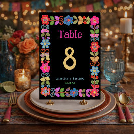 Numeração De Mesa Casamento floral mexicano moderno