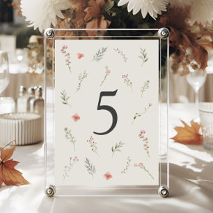 Numeração De Mesa Casamento Floral Mínimo de Beige Boho