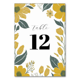 Numeração De Mesa Casamento Floral Moderno Amarelo-ButterCup