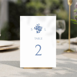 Numeração De Mesa Casamento Floral Moderno Branco + Azul