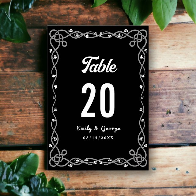 Numeração De Mesa Casamento Floral Moderno Mínimo Preto-Chic E Branc (Criador carregado)