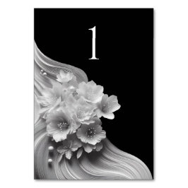 Numeração De Mesa Casamento Floral Moderno Preto e Branco