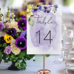 Numeração De Mesa Casamento Floral Moderno Púrpura e Amarela