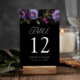 Numeração De Mesa Casamento Floral Moody Gothic Purple