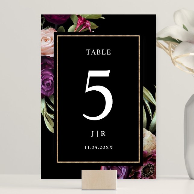Numeração De Mesa Casamento Floral Moody Purple Negro (Criador carregado)