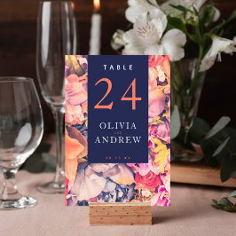 Numeração De Mesa Casamento Floral Naval Corais em Aquarela