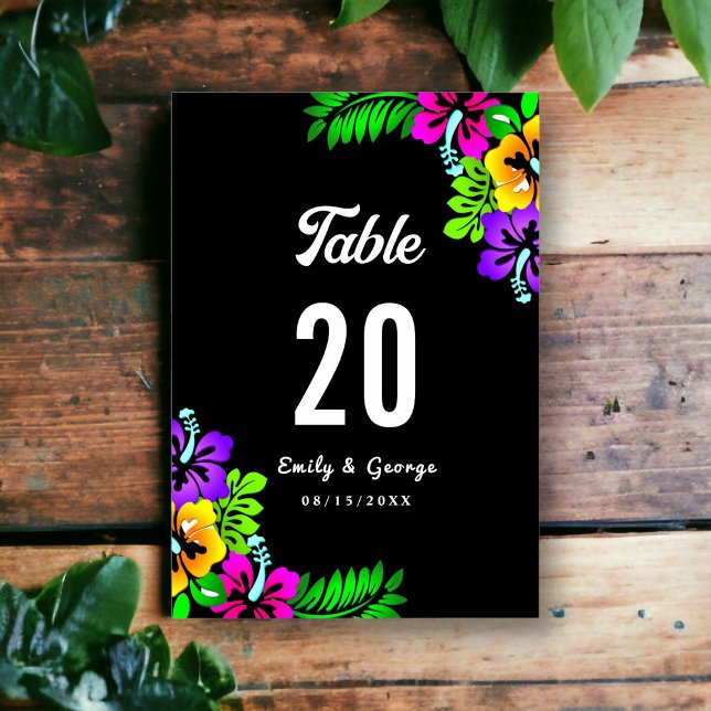 Numeração De Mesa Casamento Floral Negra-Negra Boho Russo Tropical E (Criador carregado)
