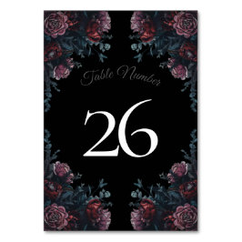 Numeração De Mesa Casamento Floral Negro Elegante Negro Gótico