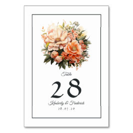 Numeração De Mesa Casamento Floral Peach Fuzz