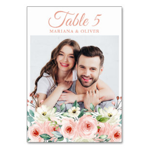 Numeração De Mesa Casamento Floral Pêssego Foto