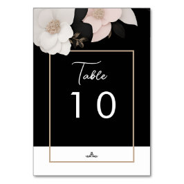 Numeração De Mesa Casamento floral preto e branco de bijuterias