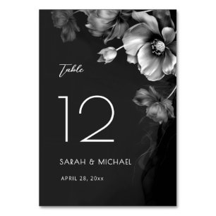 Numeração De Mesa Casamento Floral Preto Prata