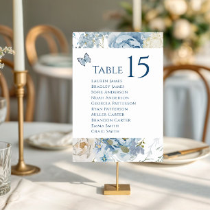 Numeração De Mesa Casamento Floral Romântico de Molas Azuis Azuis