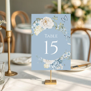 Numeração De Mesa Casamento Floral Romântico de Molas Azuis Azuis