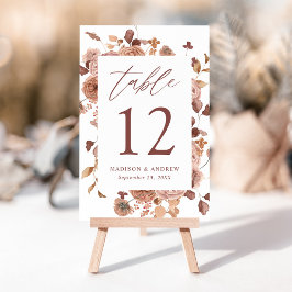 Numeração De Mesa Casamento Floral Romântico de Outono
