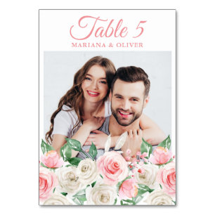 Numeração De Mesa Casamento Floral Rosa Bege Foto
