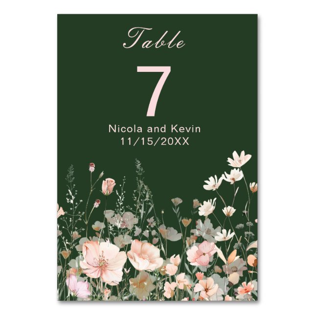 Numeração De Mesa Casamento Floral Rosa Bege Primavera Flor Silvestr (Frente)