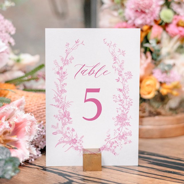 Numeração De Mesa Casamento Floral Rosa Clássico Chinoiserie (Criador carregado)