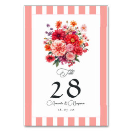 Numeração De Mesa Casamento Floral Rosa, Coral e Fúcsia