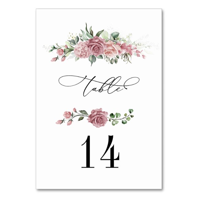 Numeração De Mesa Casamento Floral Rosa Empoeirado   (Frente)