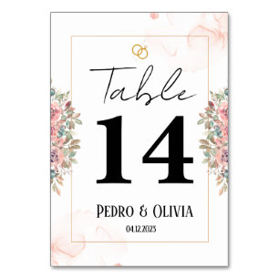 Numeração De Mesa Casamento floral rosa moderno