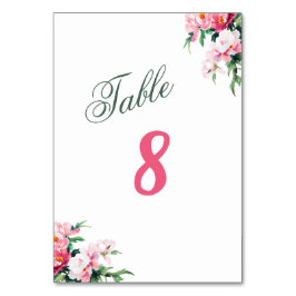 Numeração De Mesa Casamento Floral Rosa Suave Peônia & Eucalipto