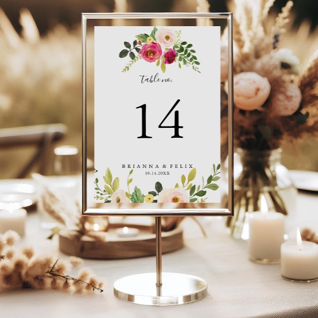 Numeração De Mesa Casamento Floral Rosa Verde (Criador carregado)