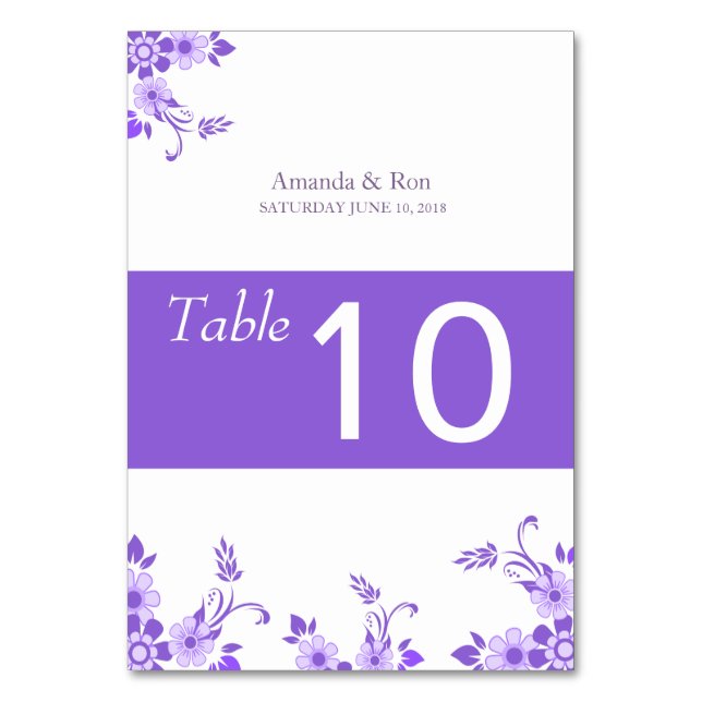 Numeração De Mesa Casamento floral roxo (Frente)