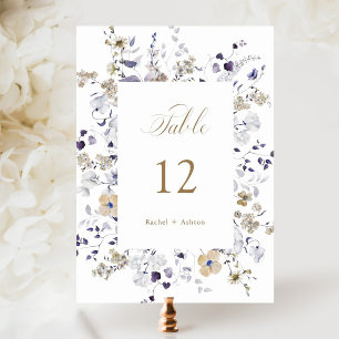 Numeração De Mesa Casamento Floral Roxo Branco Dourado Romântico