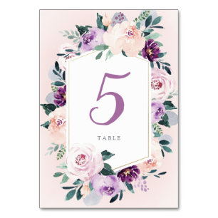 Numeração De Mesa Casamento floral roxo e botânico