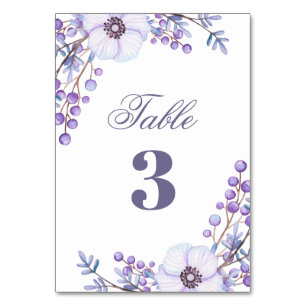 Numeração De Mesa Casamento floral roxo. Flores lilás aquáticas