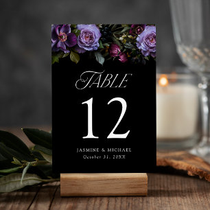 Numeração De Mesa Casamento Floral Roxo Gótico Mal-humorado