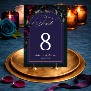 Numeração De Mesa Casamento Floral Roxo Turquesa Gótico Mal-humorado