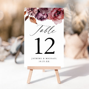 Numeração De Mesa Casamento Floral Rustic Autumn Marsala