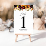 Numeração De Mesa Casamento Floral Rustic Sunflower Rosa Burgundy Fa<br><div class="desc">Moderno Rústico Rosa de Girassol Turno Borgonha Vermelha Roxo Púrpura Floral Caiu Cair Caiu Cair Cúpula de Casamento</div>