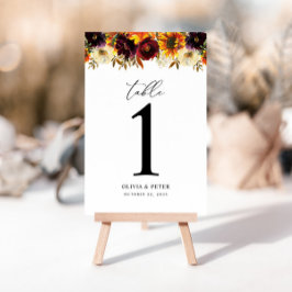 Numeração De Mesa Casamento Floral Rustic Sunflower Rosa Burgundy Fa