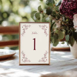 Numeração De Mesa Casamento Floral Rústico Vinho Antigo Quadro